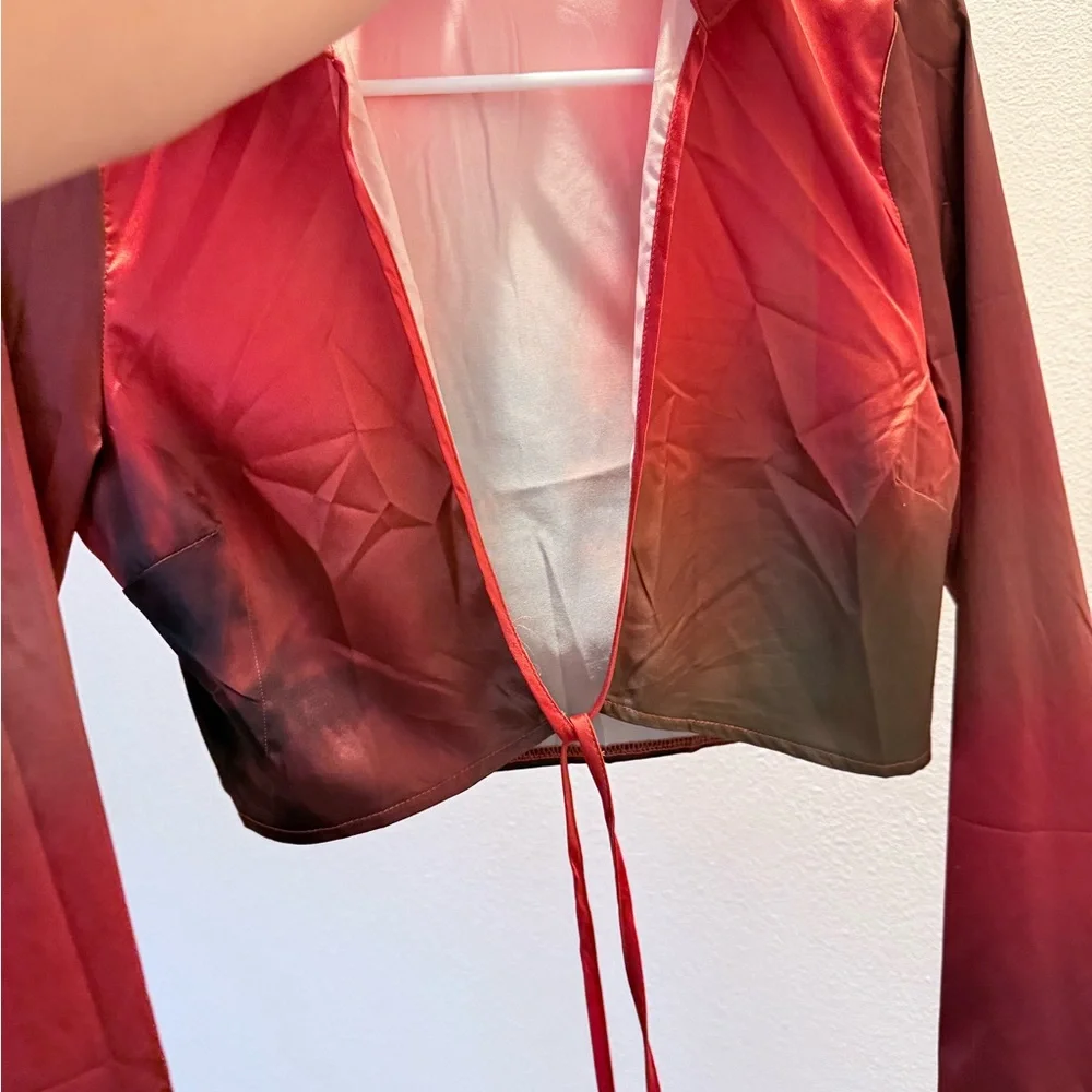 PrettyLittleThing Red Ombre Button Down Shirt. - Picture 6 of 7
